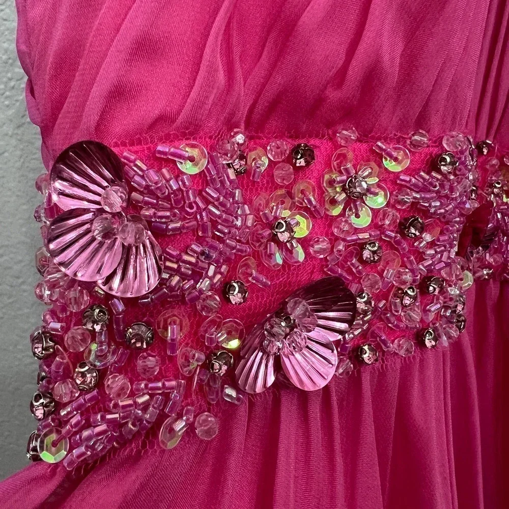NEW $498 MAC DUGGAL 68029 PINK HALTER NECK HIGH LOW FLOWY CHIFFON GOWN  Size 2